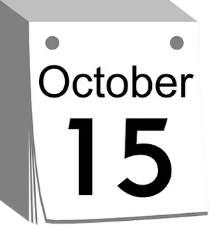 October15 Calendar Page PNG image