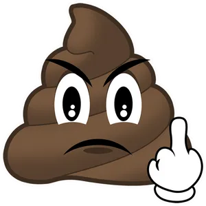 Offensive Emoji_ Poop Character_ Flipping Off PNG image