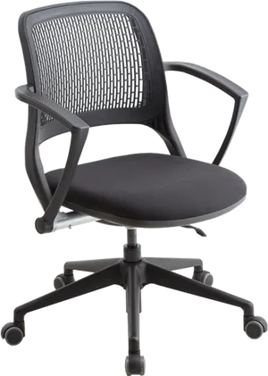 Office Chair Black Mesh Design PNG image