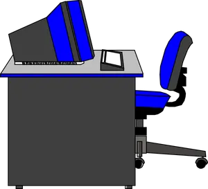 Office Deskwith Computerand Chair Clipart PNG image