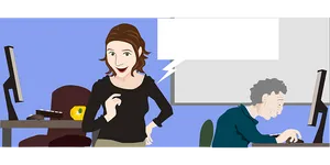 Office Interaction Cartoon PNG image