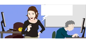 Office Interaction Cartoon