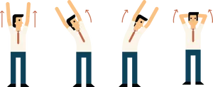 Office Stretching Routine Illustration PNG image