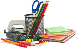 Office Supplies Collection Black Background PNG image