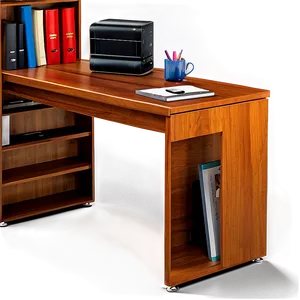 Office Table With Bookshelf PNG Fnk PNG