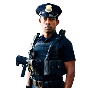 Officer With Badge And Gun PNG Eyu PNG