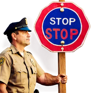 Officer With Stop Sign PNG 3 PNG