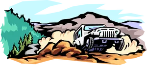 Offroad Jeep Adventure Illustration PNG image