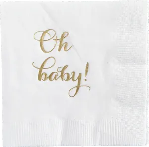Oh Baby Golden Text Napkin PNG