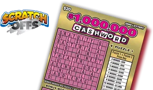 Ohio Lottery Million Dollar Cashword Scratch Off PNG image