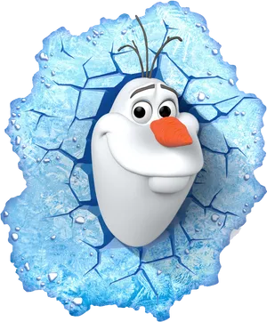 Olaf Breaking Free Ice Background PNG image