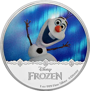 Olaf Frozen Silver Coin PNG image