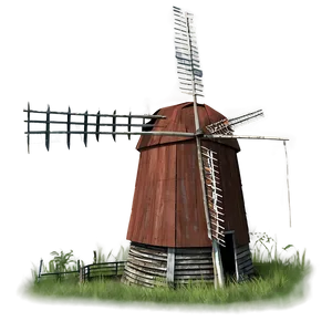 Old Farm Windmill PNG 05242024