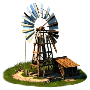 Old Farm Windmill PNG 05242024