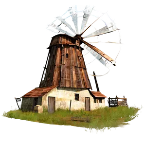 Old Farm Windmill PNG Cde40