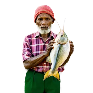 Old Fisherman With Catch Png Pax PNG image