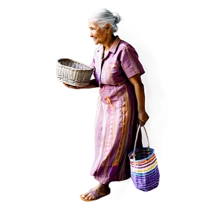 Old Lady With Basket Png 06202024 PNG image