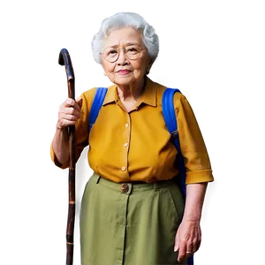 Old Lady With Walking Stick Png 39 PNG image