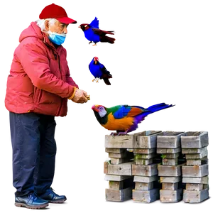 Old Man Feeding Birds Png 06252024 PNG image