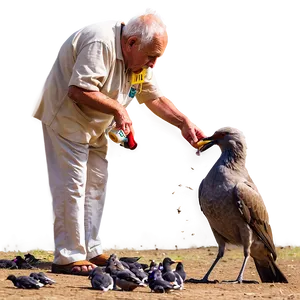 Old Man Feeding Birds Png 95 PNG image