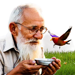 Old Man Feeding Birds Png Mhb4 PNG image