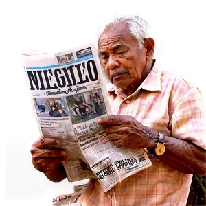 Old Man Reading Newspaper Png Knl PNG image