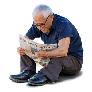 Old Man Reading Newspaper Png Wnd PNG image