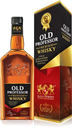Old Professor Premium Whisky Bottleand Packaging
