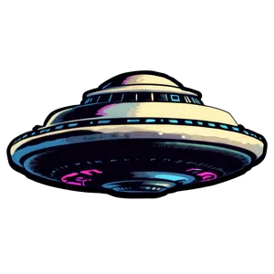 Old-school Flying Saucer Sticker PNG 06202024 PNG
