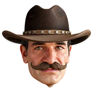 Old Western Sheriff Mustache PNG 05042024