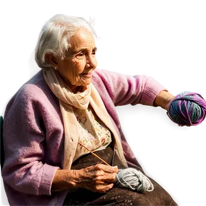 Old Woman Knitting Png 06202024 PNG image