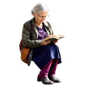 Old Woman Reading Book Png 06202024 PNG image