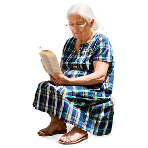 Old Woman Reading Book Png 96 PNG image