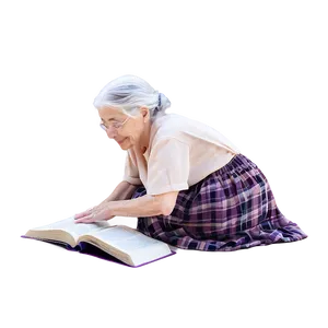 Old Woman Reading Book Png Ijv PNG image