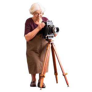 Old Woman With Antique Camera PNG Dyc PNG