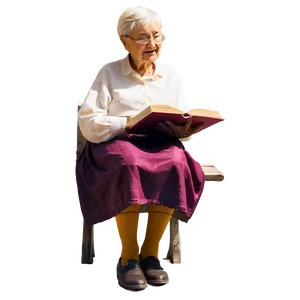 Old Woman With Book PNG 06202024 PNG