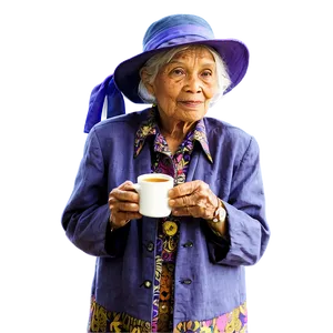 Old Woman With Tea PNG Hdy PNG