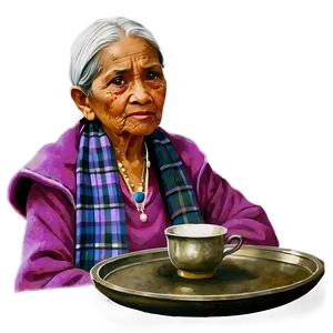 Old Woman With Tea PNG Mrf
