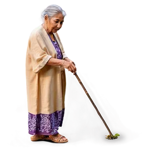 Old Woman With Walking Stick PNG 68 PNG
