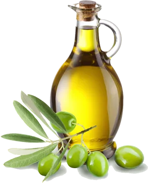 Olive Oil Glass Bottlewith Olives PNG image