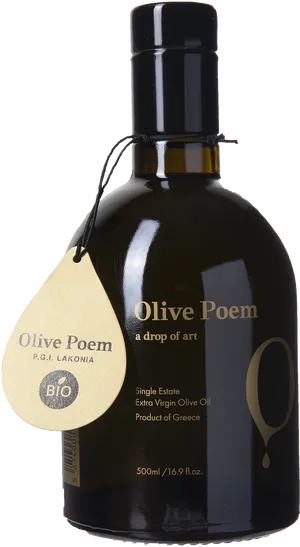 Olive Poem Extra Virgin Oil Bottle PNG