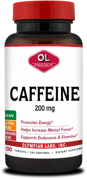 Olympian Labs Caffeine200mg Supplement Bottle PNG