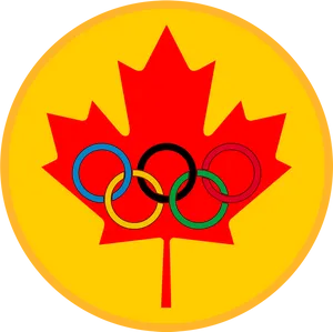 Olympic Ringson Maple Leaf PNG image