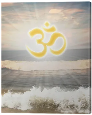 Om Symbol Over Beachat Sunset PNG image