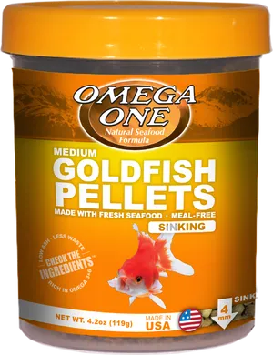 Omega One Goldfish Pellets Container PNG image