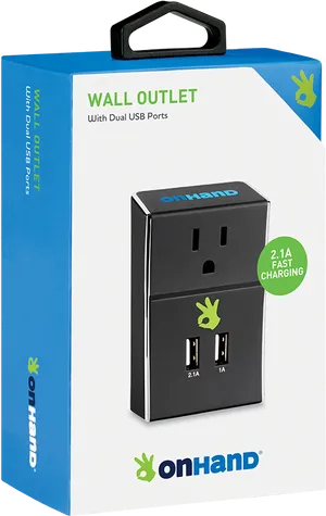 On Hand Wall Outletwith Dual U S B Ports Packaging PNG image