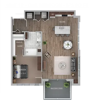 One Bedroom Apartment875sqft Floor Plan PNG image