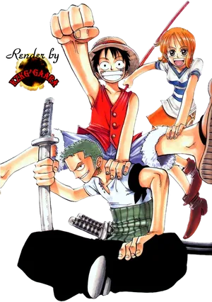 One Piece Anime Trio PNG image