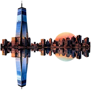One World Trade Center Sunset View PNG 32