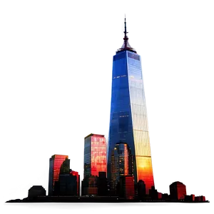 One World Trade Center Vibrant Sunset PNG 06252024